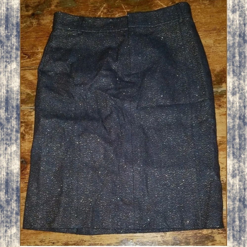 🆕 Vivienne Tam Speckle Wool Blend Pencil Skirt designer classic Metallic Thread